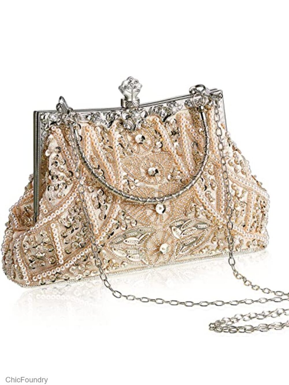 Vintage Beaded Clutch Evening Bag Rhinestone Flapper Purse Wedding Party